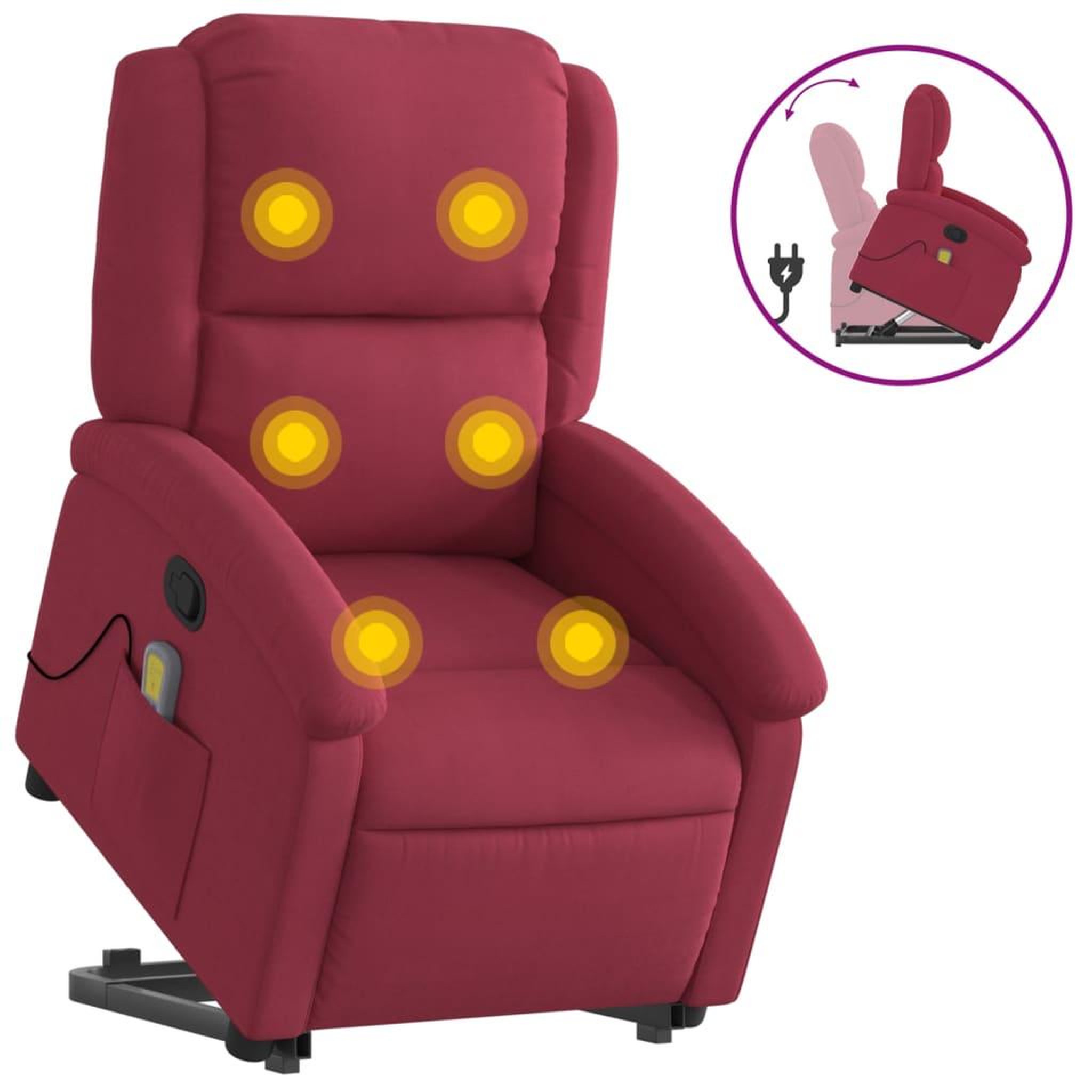 Voir la diapositive 2 : VIDAXL Fauteuil de massage inclinable Rouge bordeaux Velours