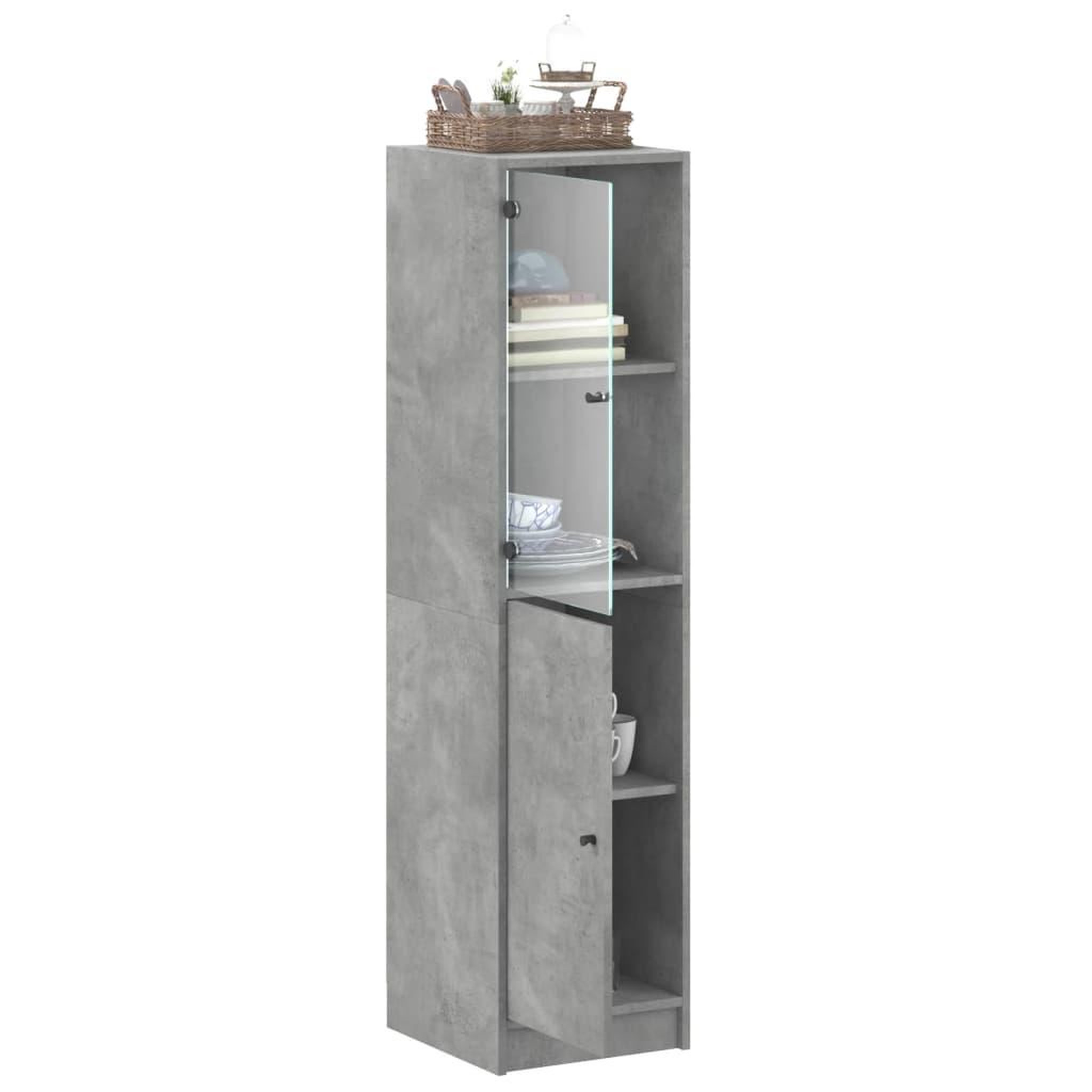 Voir la diapositive 5 : VIDAXL Buffet avec porte en verre gris beton 35x37x142 cm