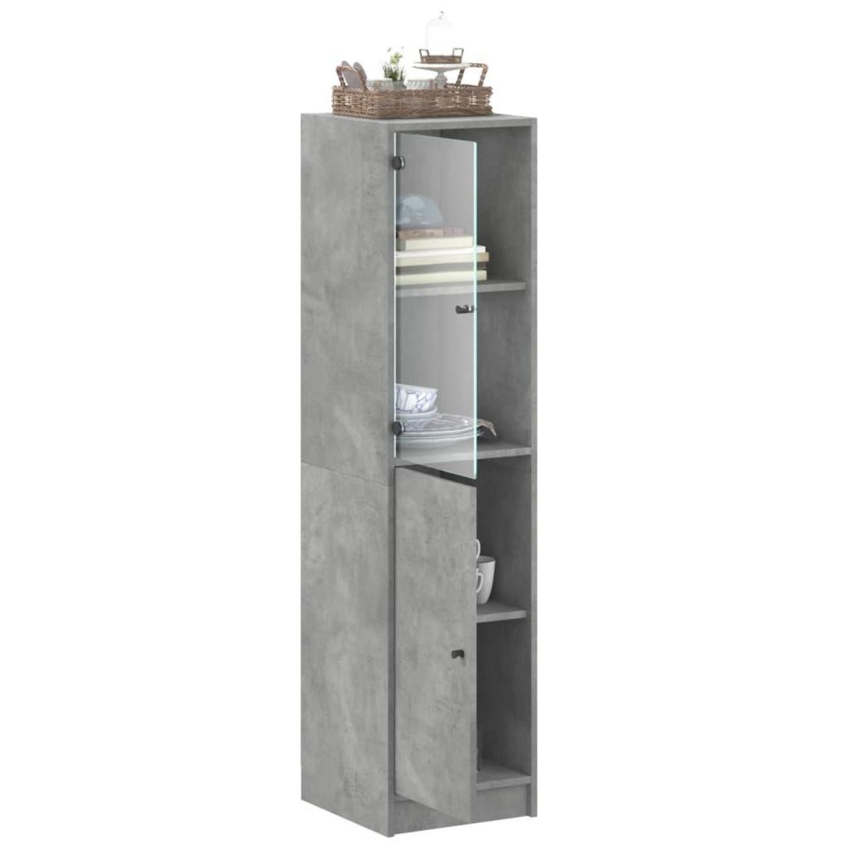VIDAXL Buffet avec porte en verre gris beton 35x37x142 cm