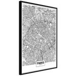 Paris Prix Affiche Murale Encadrée  City Map Paris. Coloris disponibles : Noir, Jaune