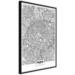 Paris Prix Affiche Murale Encadrée  City Map Paris. Coloris disponibles : Noir, Jaune
