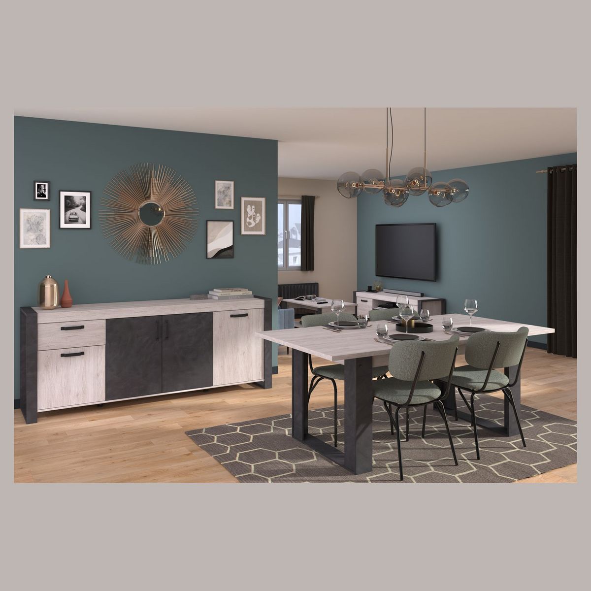 Table de séjour salle à manger fixe L200 cm ELLA