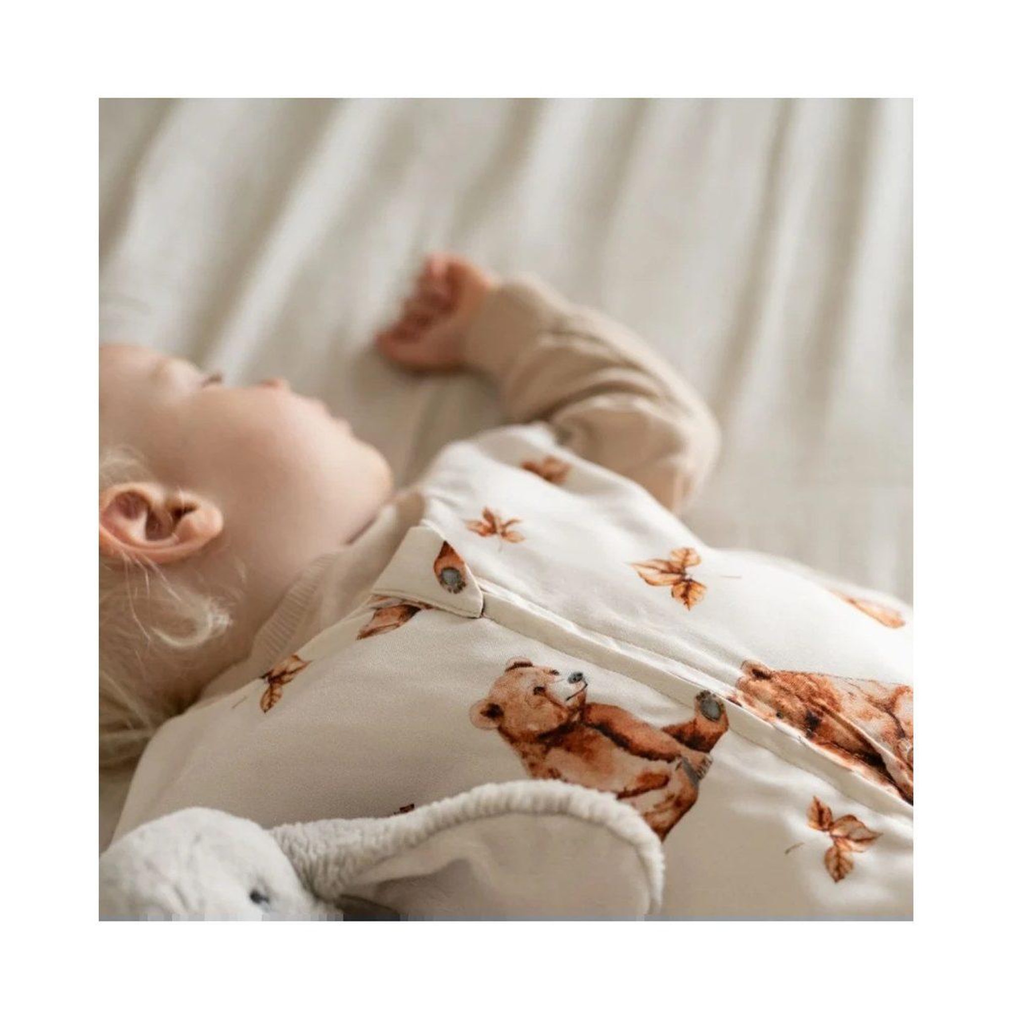 Voir la diapositive 2 : WALDIN Gigoteuse en bambou 50 × 90 cm 1,5 TOG - taille M - motif oursons, beige