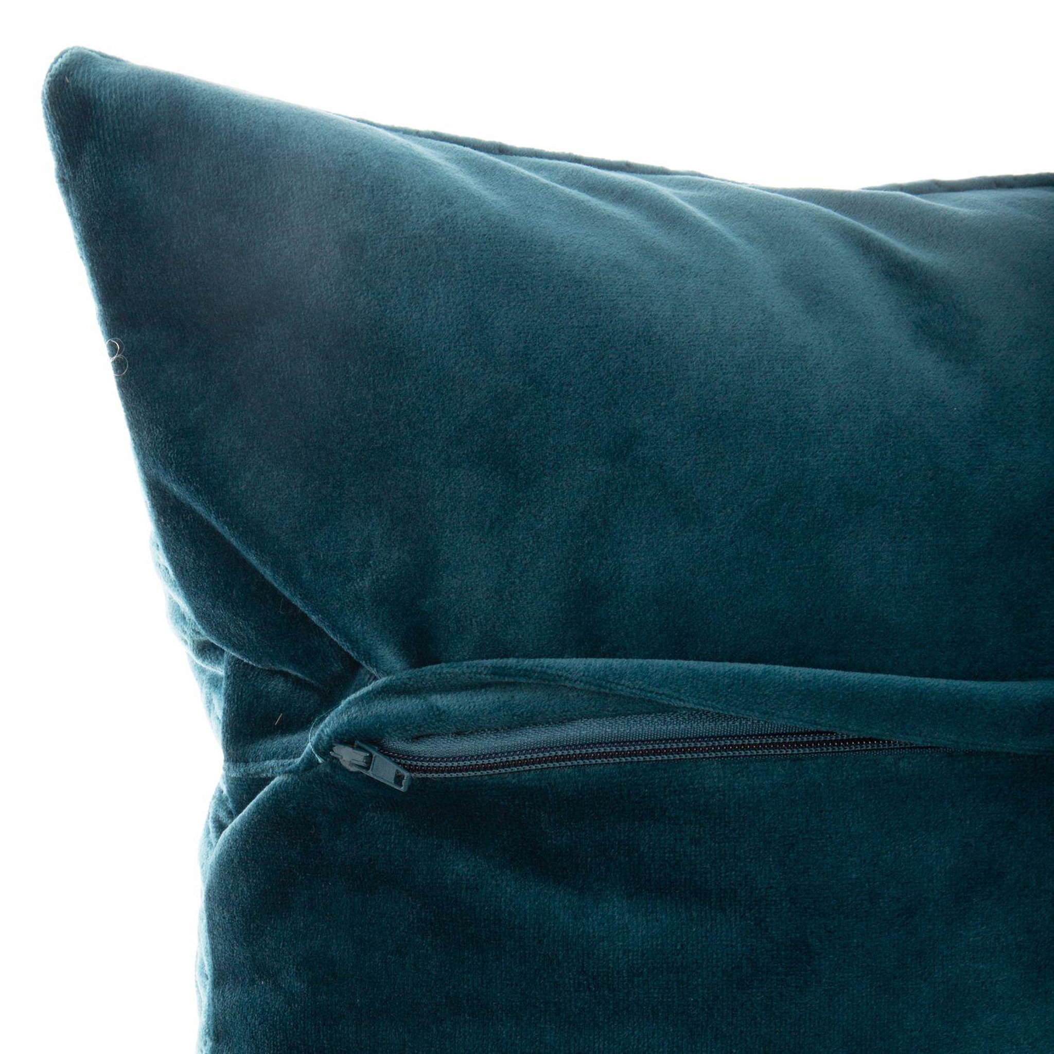 Voir la diapositive 3 : ATMOSPHERA Coussin design en velours Dolce - L. 40 x l. 40 cm - Bleu canard