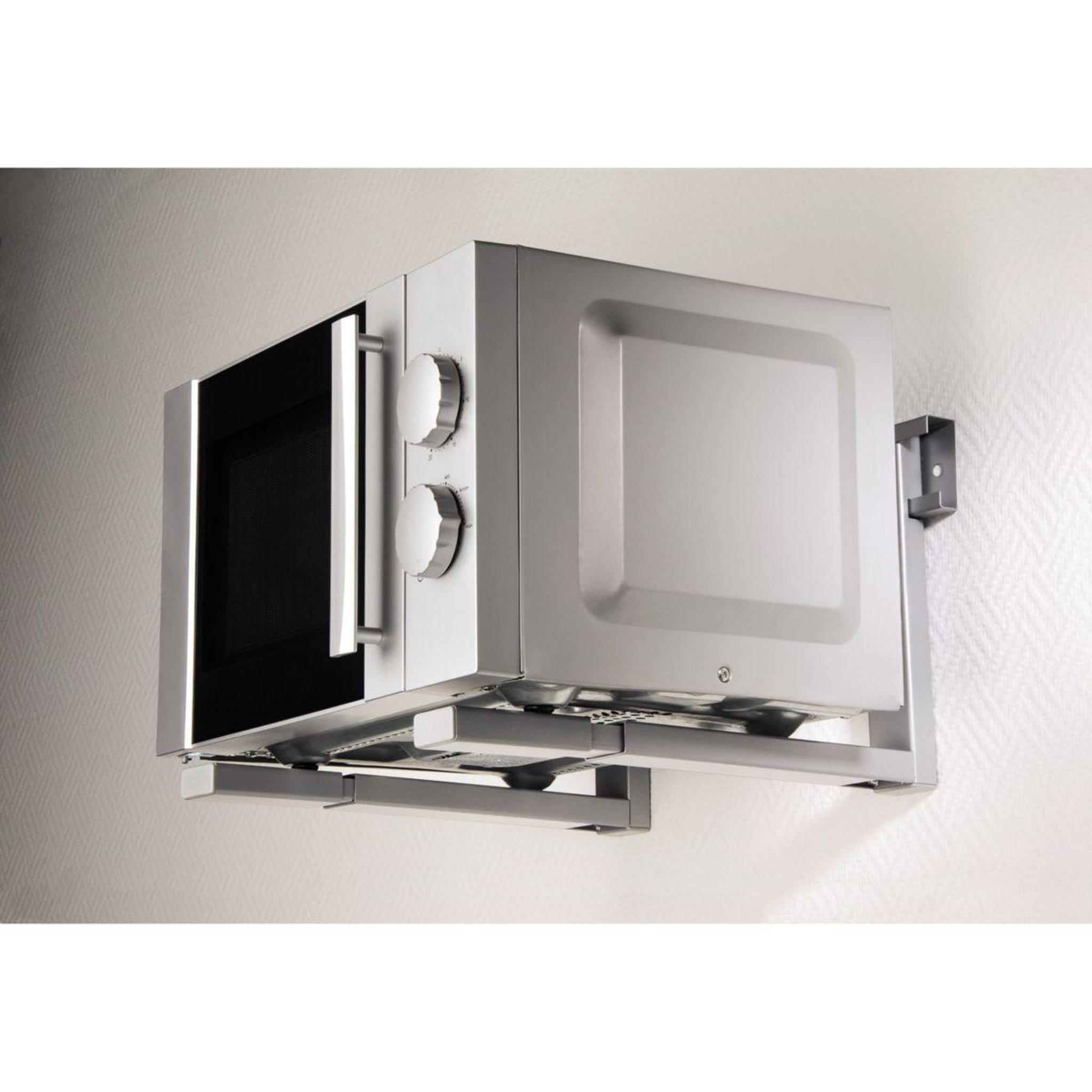 Voir la diapositive 3 : XAVAX Support mural micro-ondes 30kg argent