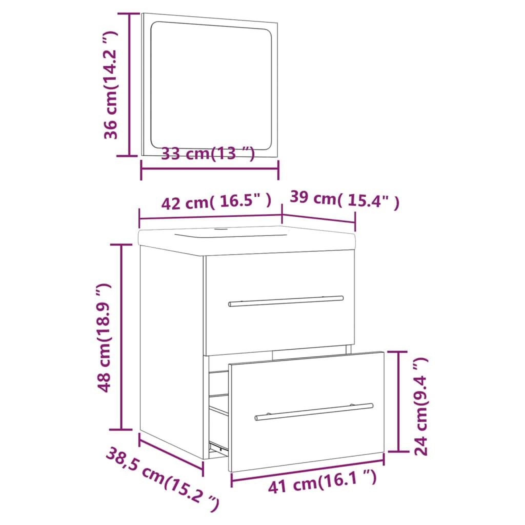 Voir la diapositive 6 : VIDAXL Meuble lavabo avec bassin integre Chene fume Bois d'ingenierie