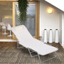 Voir la diapositive 2 : OUTSUNNY Bain de soleil transat pliable dossier réglable 5 positions acier teslin crème