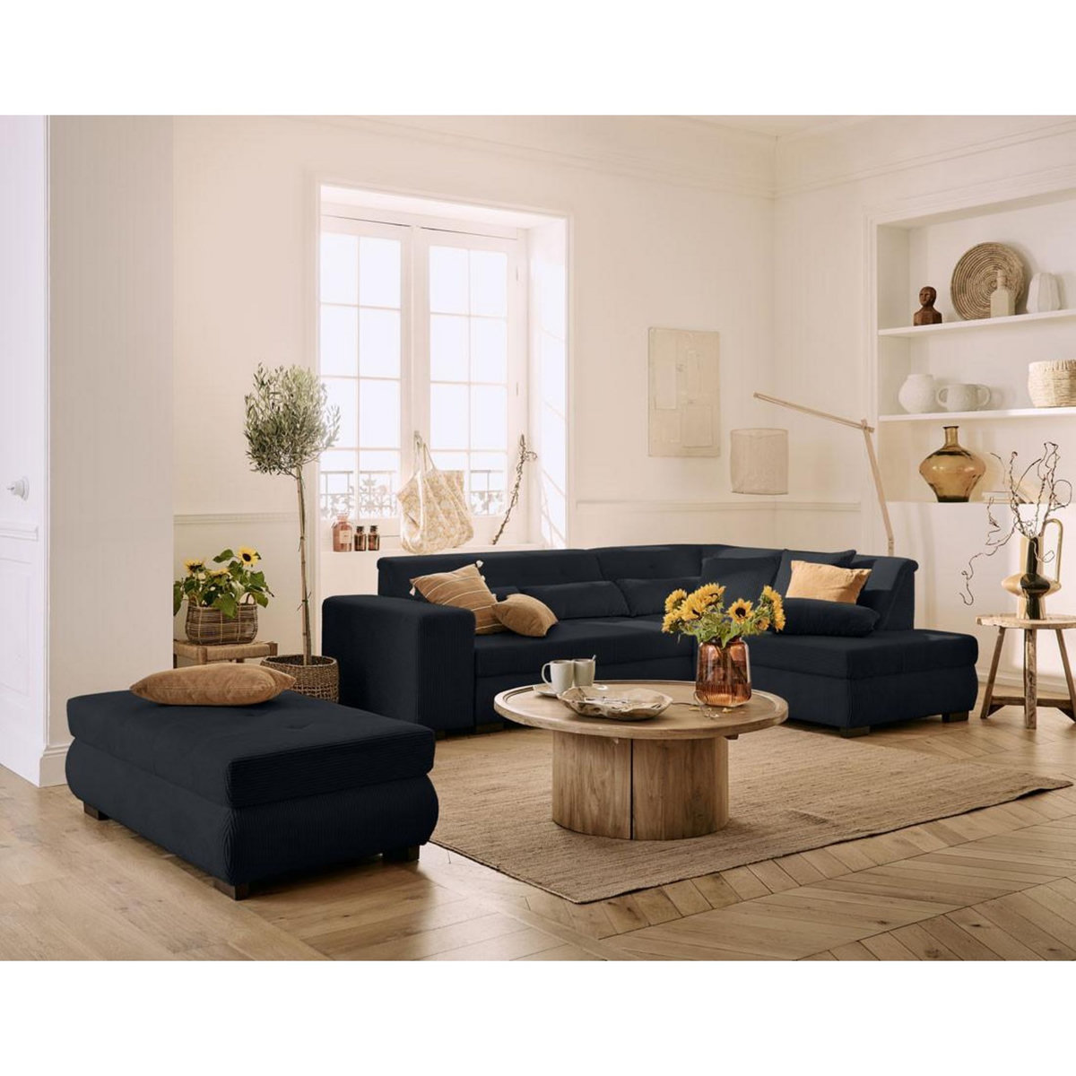 LISA DESIGN Vermont - canapé d'angle droit - 5 places - convertible - en velours côtelé