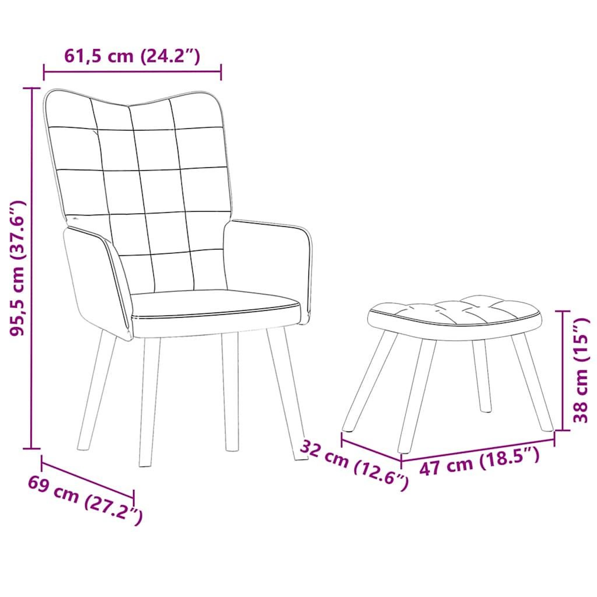 Voir la diapositive 6 : VIDAXL Chaise de relaxation avec tabouret Vert fonce Velours