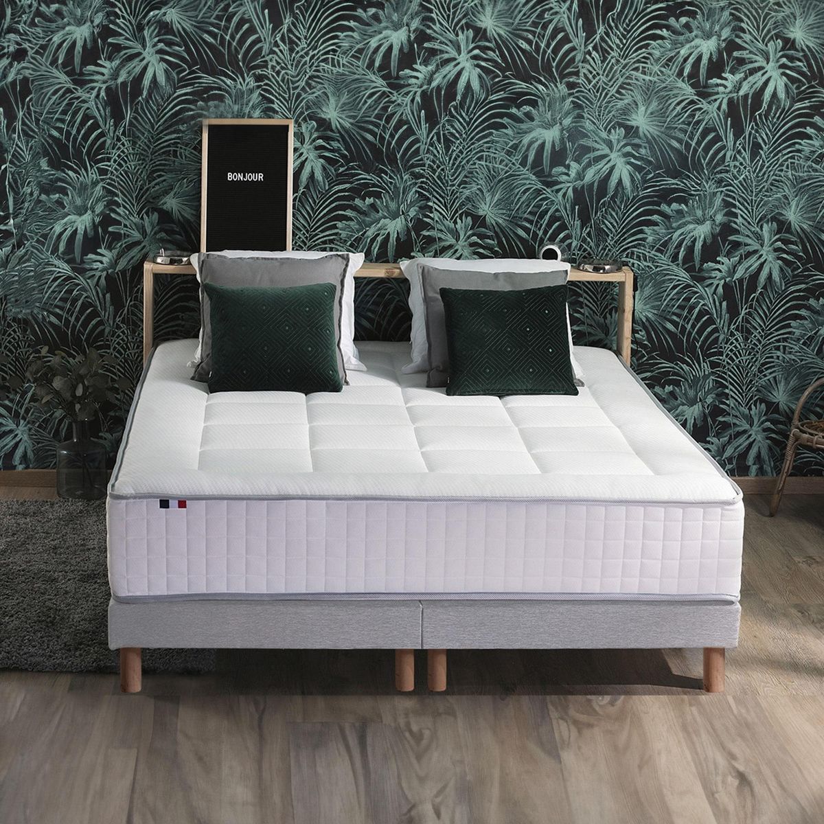 IDLITERIE Ensemble matelas Ressort 7 zones + sommier + oreiller + couette - FABRICATION FRANCAISE