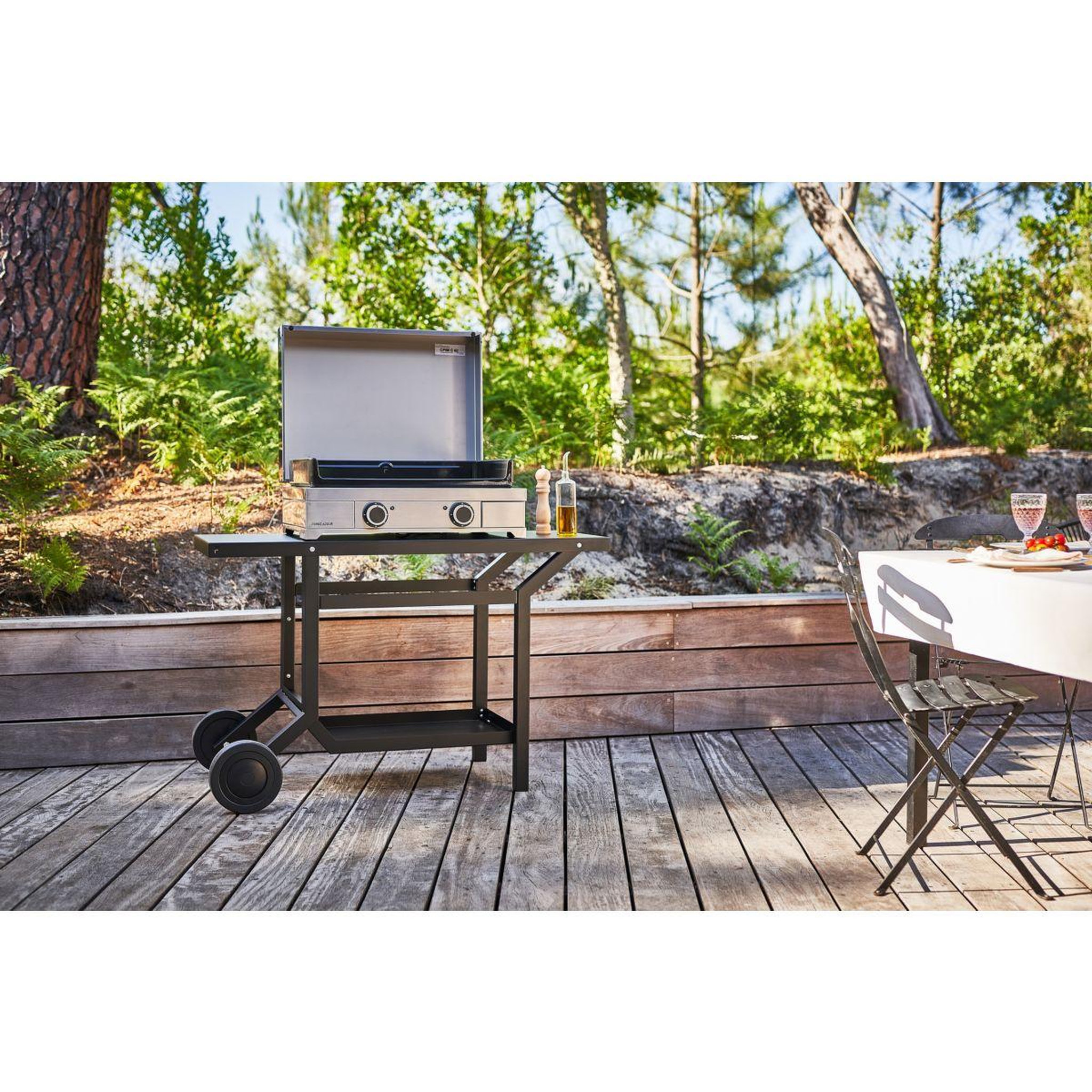 Voir la diapositive 4 : FORGE ADOUR Couvercle plancha INOX MODERN 60 CHARNIERES