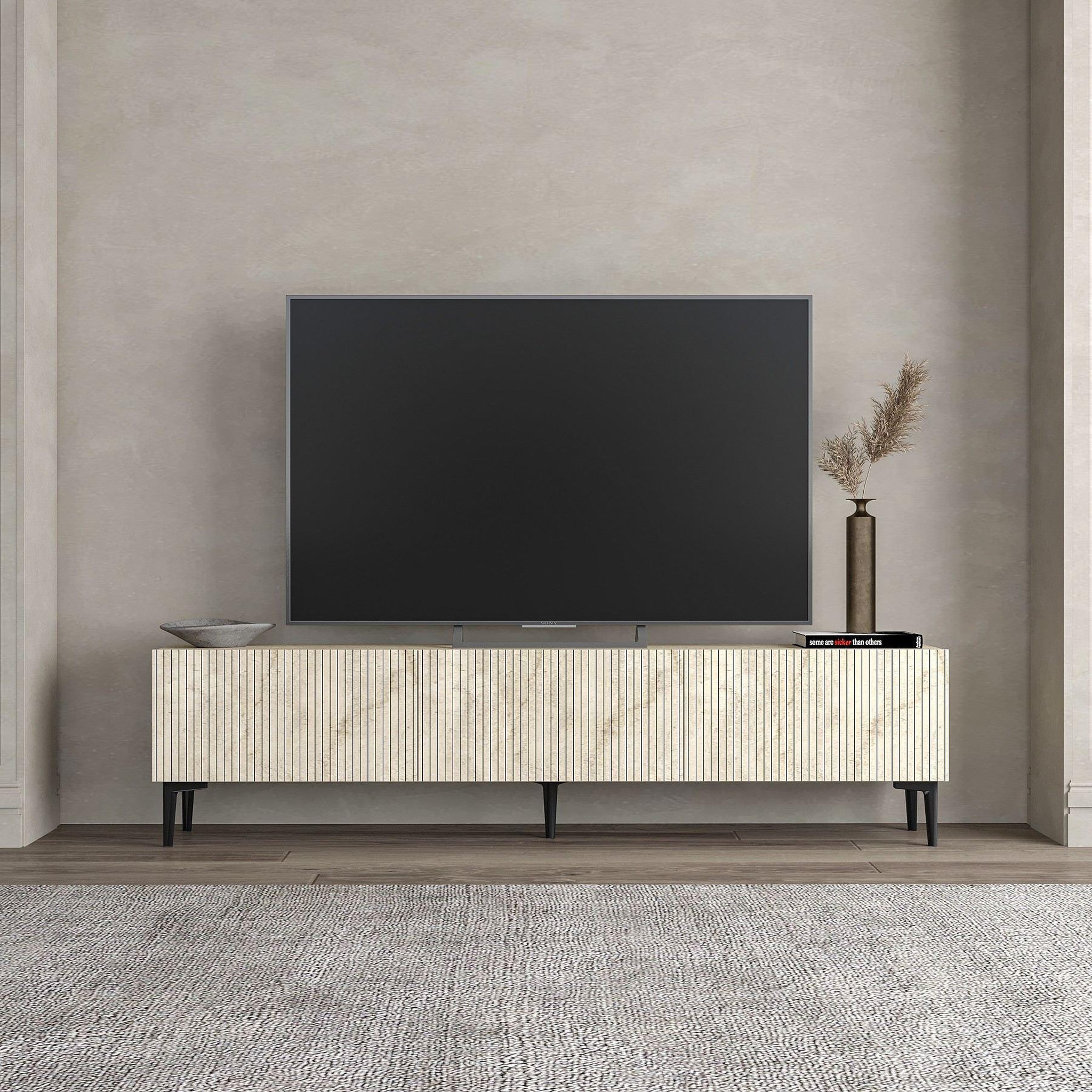 Voir la diapositive 3 : Habitat et Jardin Meuble tv en bois  oscar  - 180 x 31 x 45 cm - beige