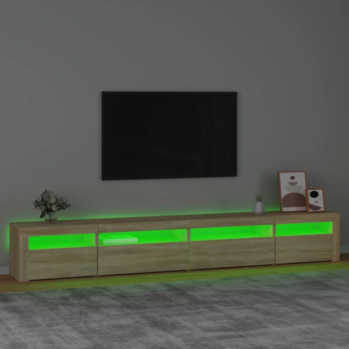 VIDAXL Meuble TV avec lumieres LED Chene sonoma 270x35x40 cm