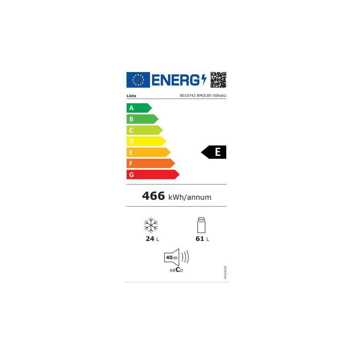 Listo Réfrigérateur 2 portes RMDL85-50hob2
