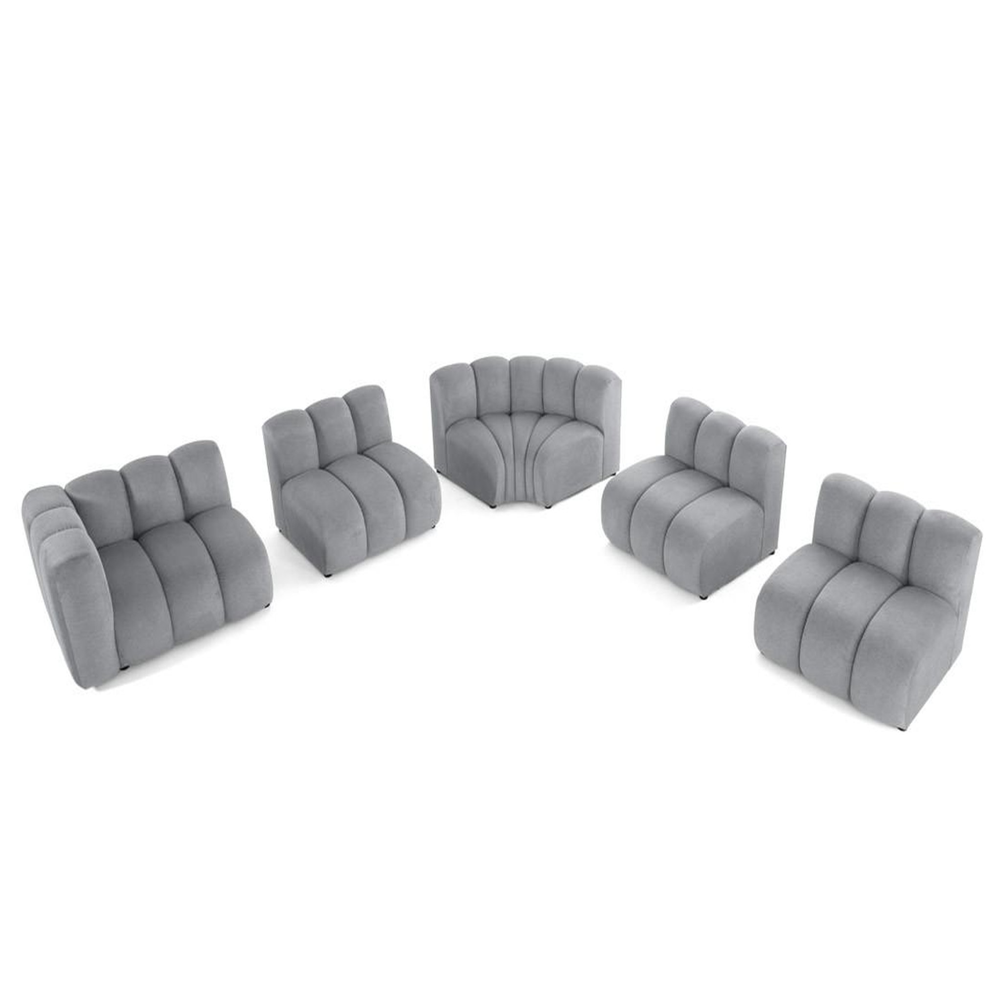 Voir la diapositive 2 : LISA DESIGN Debbie - canapé modulable d'angle droit 5 places en tissu texturé