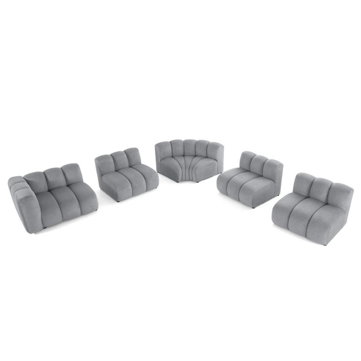 LISA DESIGN Debbie - canapé modulable d'angle droit 5 places en tissu texturé