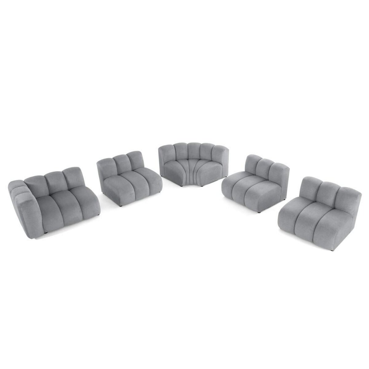 LISA DESIGN Debbie - canapé modulable d'angle droit 5 places en tissu texturé