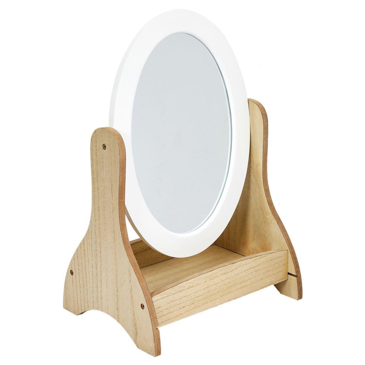 TOILINUX Miroir inclinable Bella pour coiffeuse - Blanc et Beige