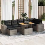 VIDAXL Salon de jardin 8 pcs avec coussins gris resine tressee