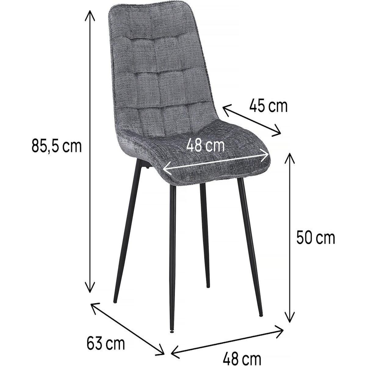 Habitat et Jardin Chaise de salle a manger en tissu haut de gamme   Yanis  - Lot de 4 - Gris