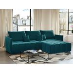 BEST MOBILIER Petra - canapé d'angle réversible - convertible avec coffre - 4 places - en velours. Coloris disponibles : Gris, Marron, Bleu, Beige, Vert