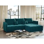 BEST MOBILIER Petra - canapé d'angle réversible - convertible avec coffre - 4 places - en velours. Coloris disponibles : Bleu, Gris, Beige, Vert, Marron