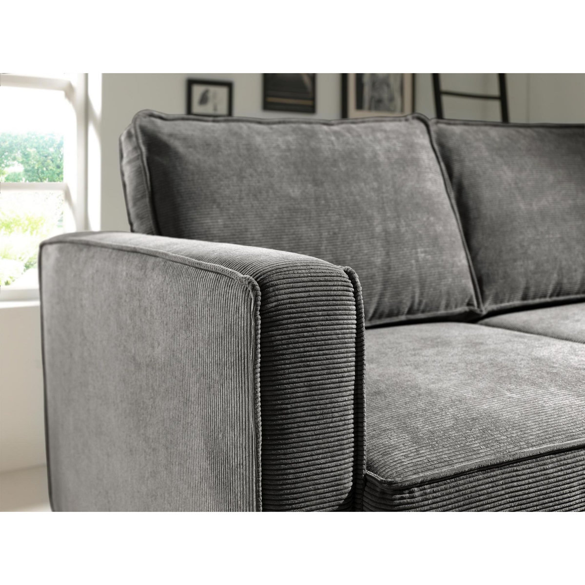 LISA DESIGN Jake - canapé d'angle droit - convertible avec coffre - 4 places - en velours côtelé