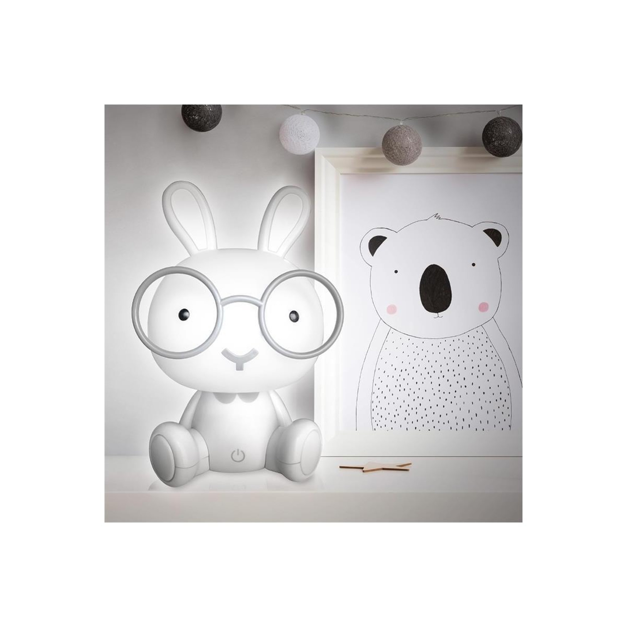 Voir la diapositive 3 : HOME DECO KIDS Lampe à poser led  lapin  23cm blanc
