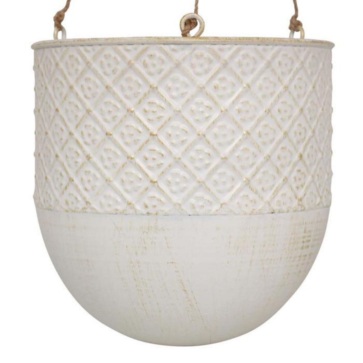 ATMOSPHERA Lot de 2 Cache-Pots à Suspendre en Métal  Tino  40cm Blanc