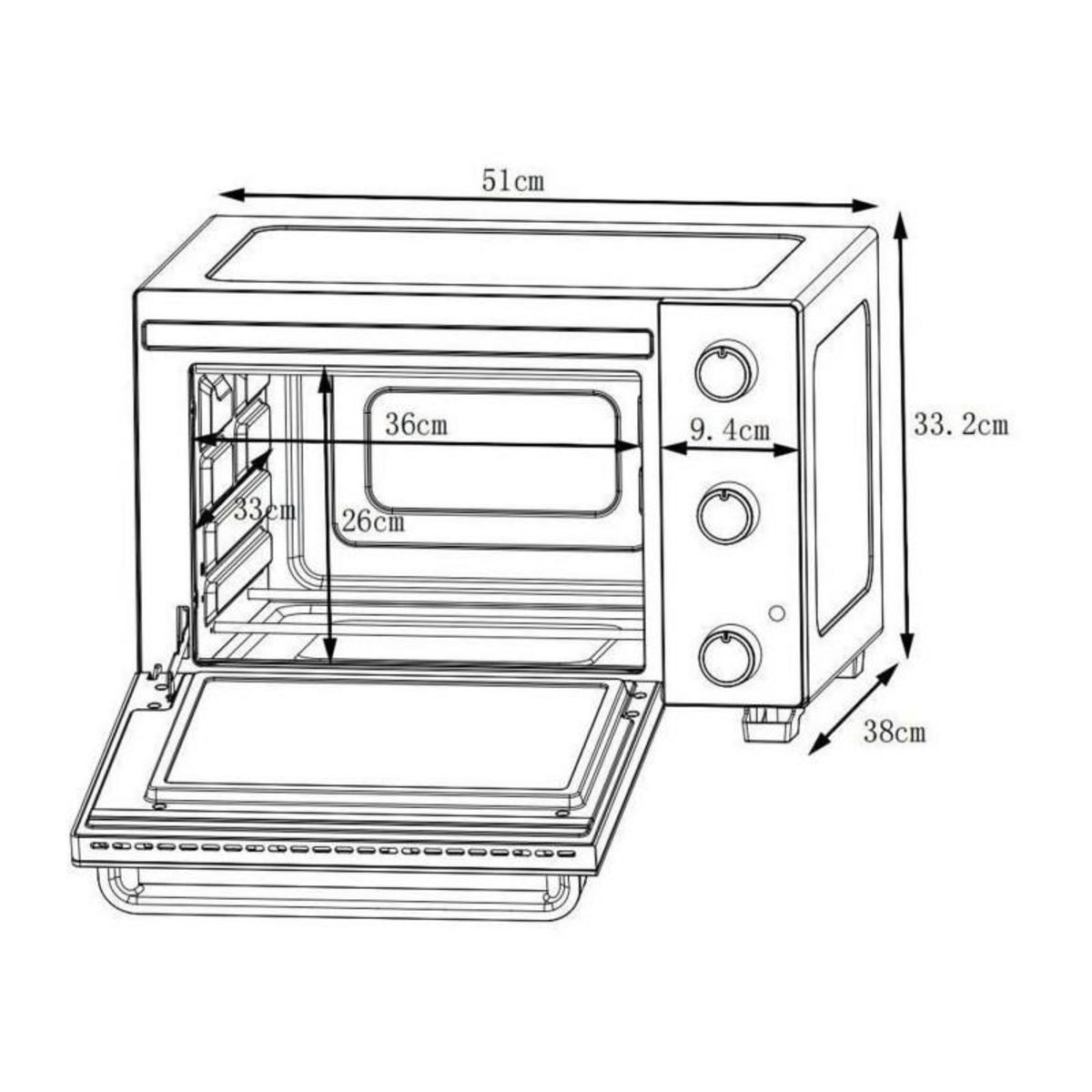 CONTINENTAL EDISON CONTINENTAL EDISON CEMF35B4 - Minifour electrique 35L noir - 1500W - Rotissoire, Convection naturelle