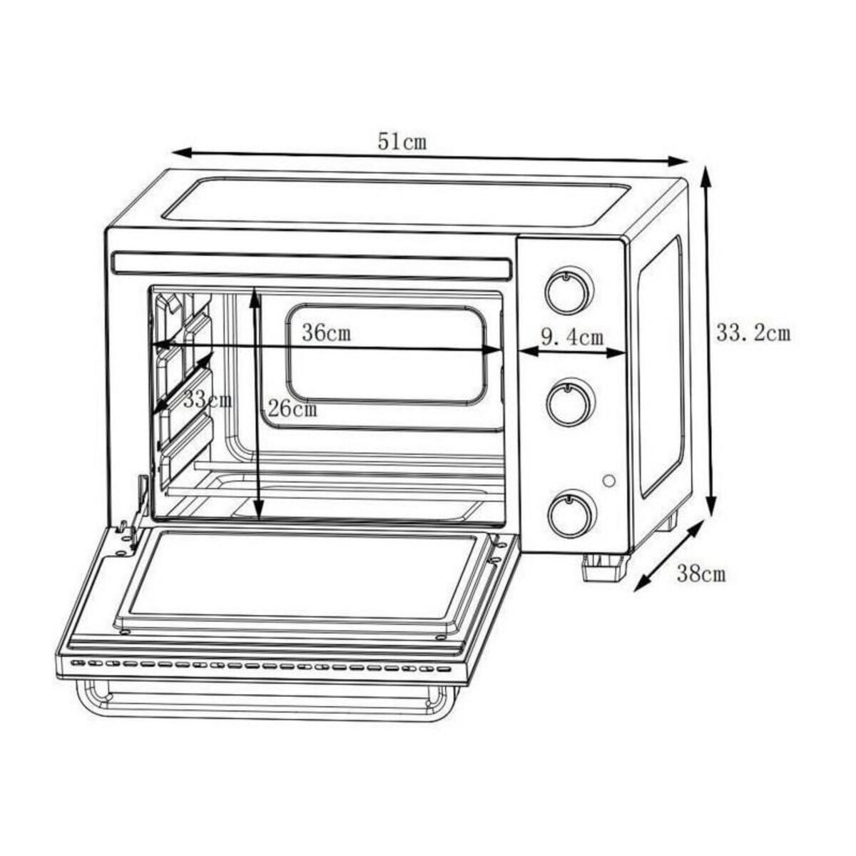 CONTINENTAL EDISON CONTINENTAL EDISON CEMF35B4 - Minifour electrique 35L noir - 1500W - Rotissoire, Convection naturelle