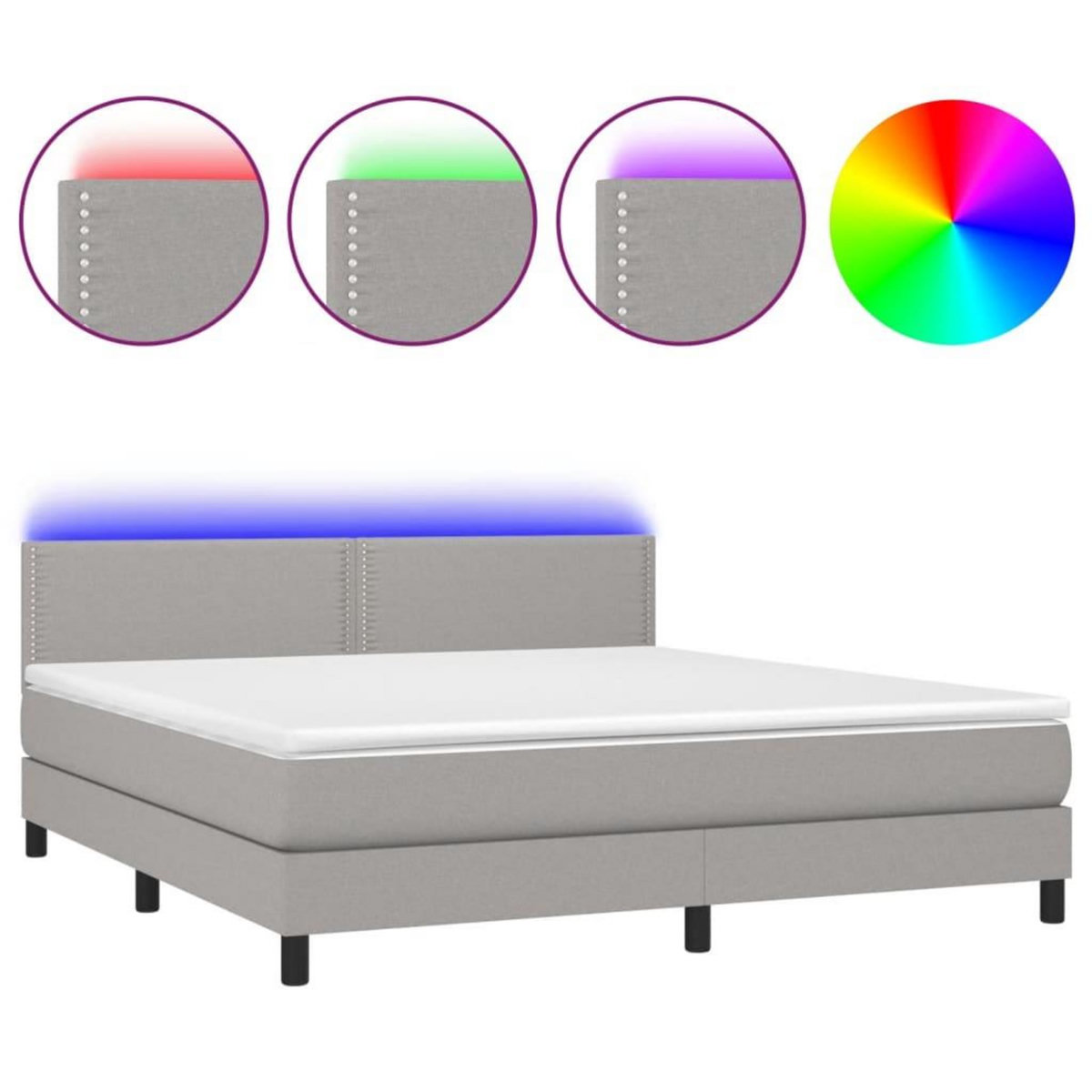 VIDAXL Sommier a lattes de lit et matelas et LED Gris clair 180x200 cm
