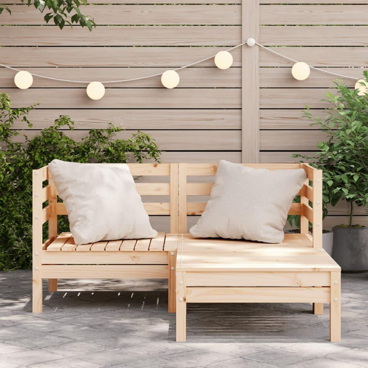 VIDAXL Canape de jardin 2 places et repose-pied bois pin massif