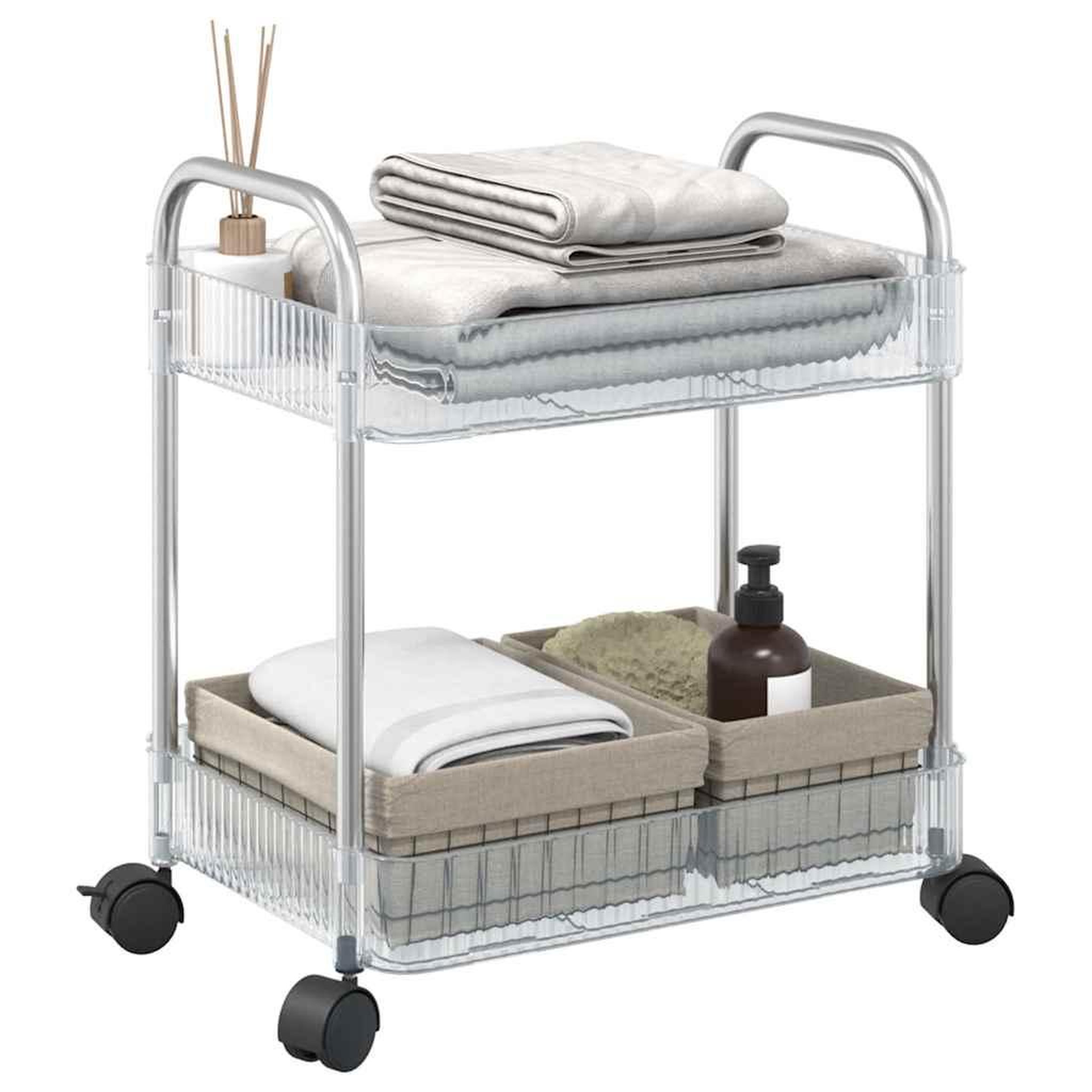 VIDAXL Chariot de rangement a 2 niveaux transparent acrylique
