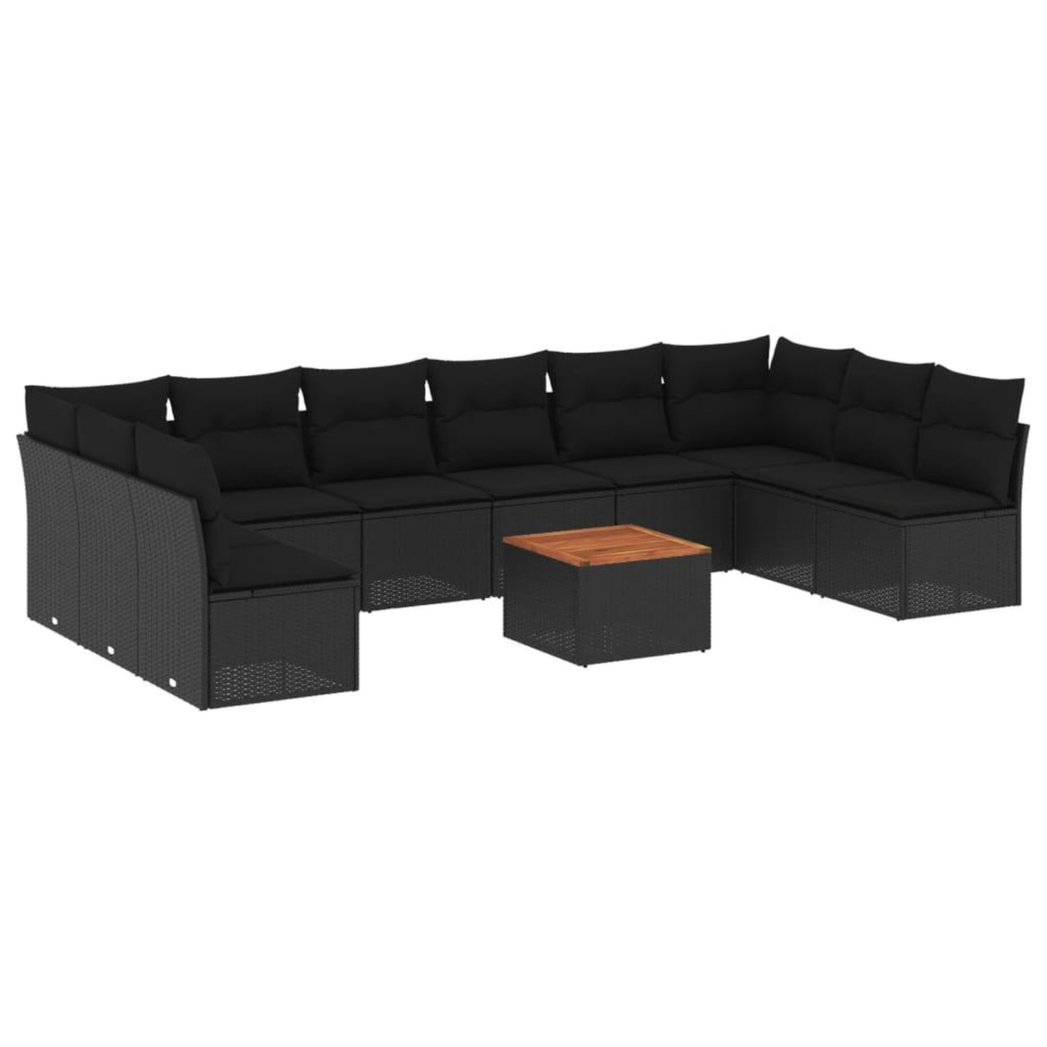 Voir la diapositive 2 : VIDAXL Salon de jardin 11 pcs avec coussins noir resine tressee