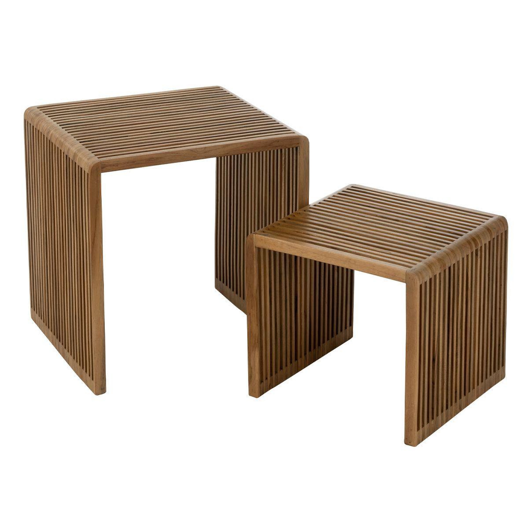 J-LINE Lot de 2 tables basses en bois  teck  50cm naturel