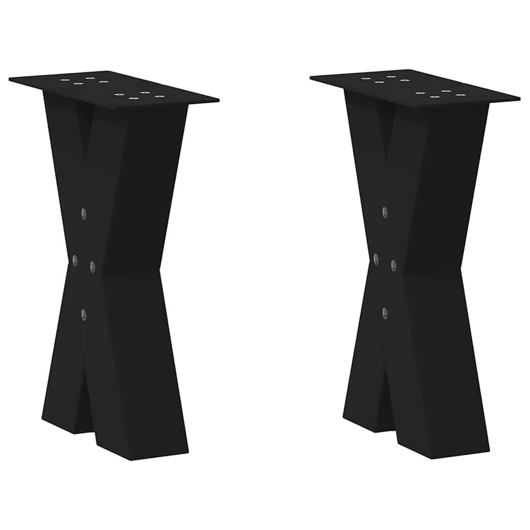VIDAXL Pieds de table basse forme de X 2 pcs noir 38x(42-43) cm acier