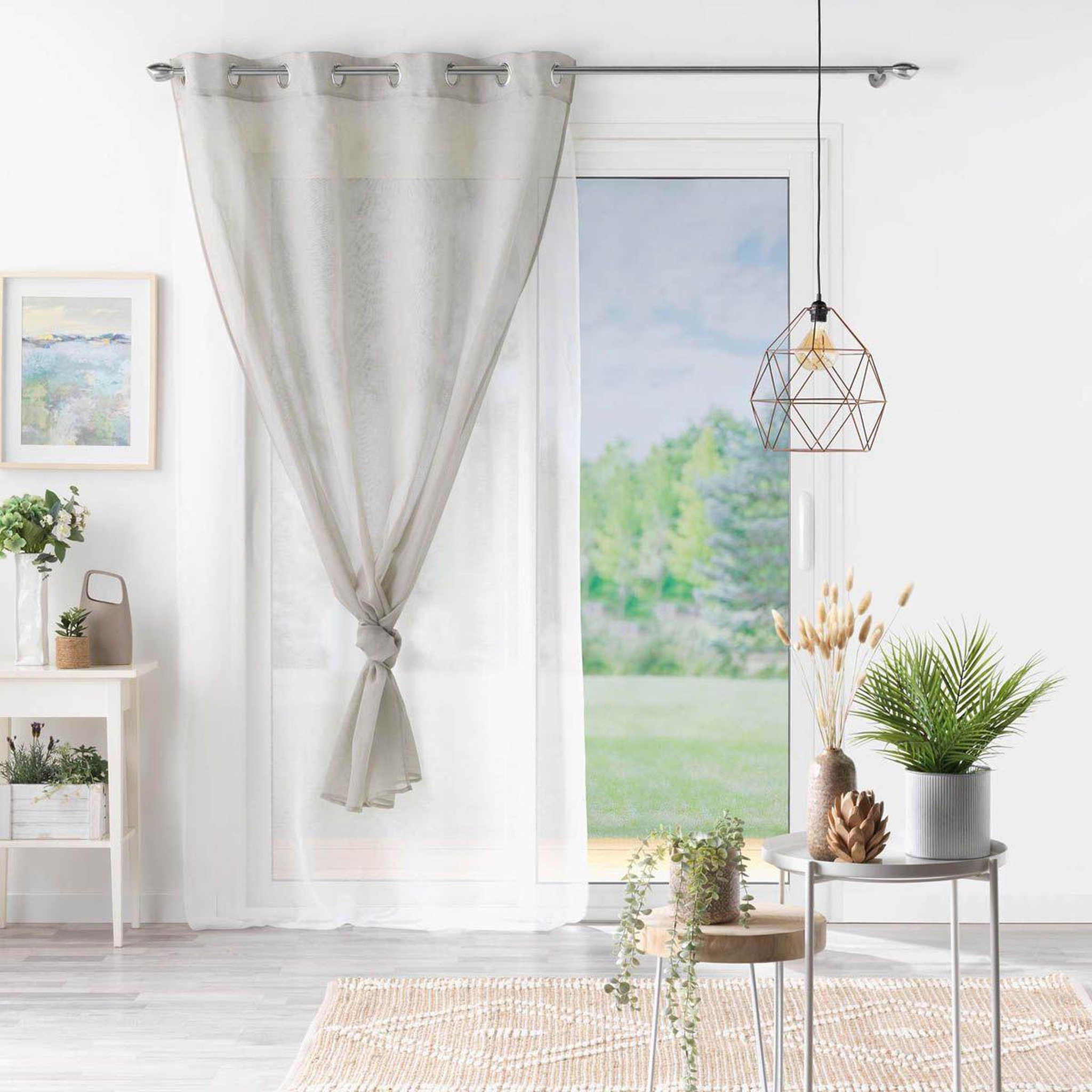 Voir la diapositive 3 : Douceur d'Intérieur Rideau voilage à œillets  duetto  140x240cm gris & blanc