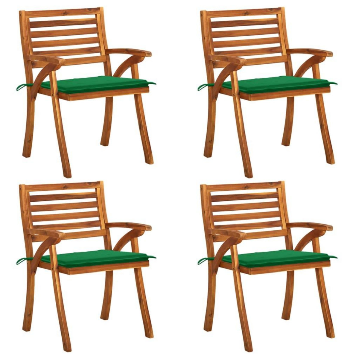 VIDAXL Chaises de jardin avec coussins lot de 4 Bois de teck solide