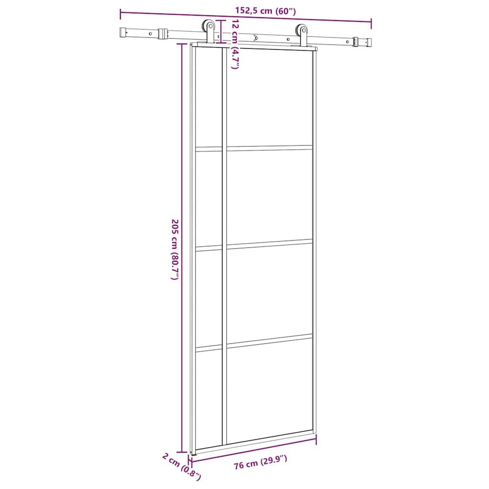 Voir la diapositive 6 : VIDAXL Porte coulissante avec kit de quincaillerie 76x205 cm Verre ESG