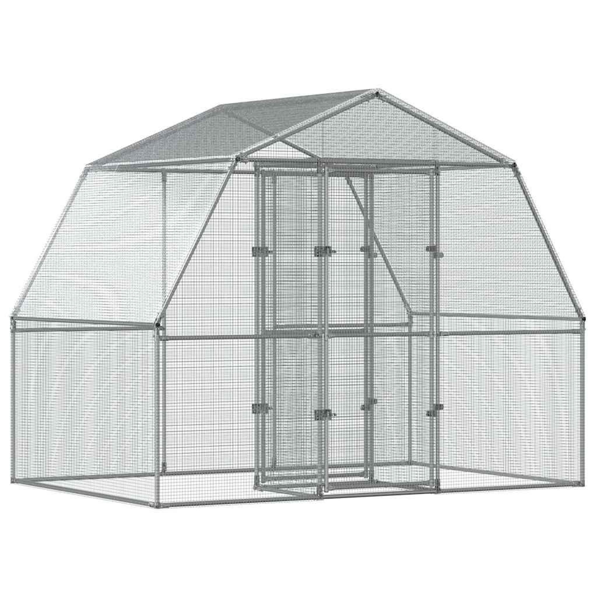 Voir la diapositive 2 : VIDAXL Cage a oiseaux avec porte argente acier galvanise