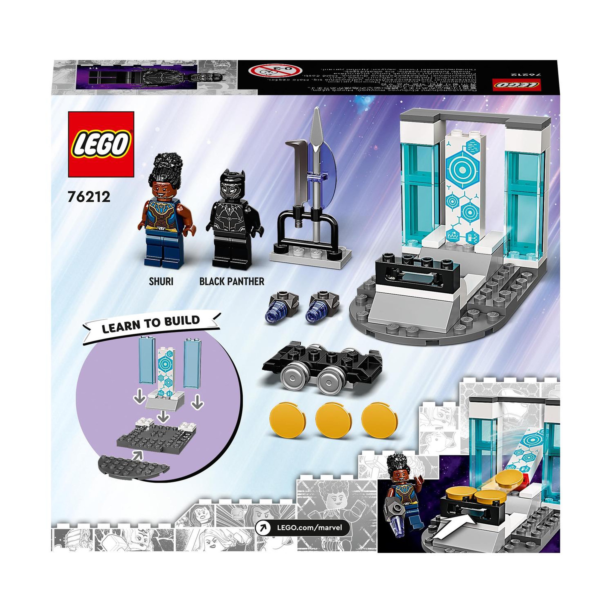 Voir la diapositive 8 : LEGO Super Heroes 76212 Le Labo de Shuri Black Panther,  Figurines Avengers Black Panther : Wakanda Forever, Jouet Super-Héros