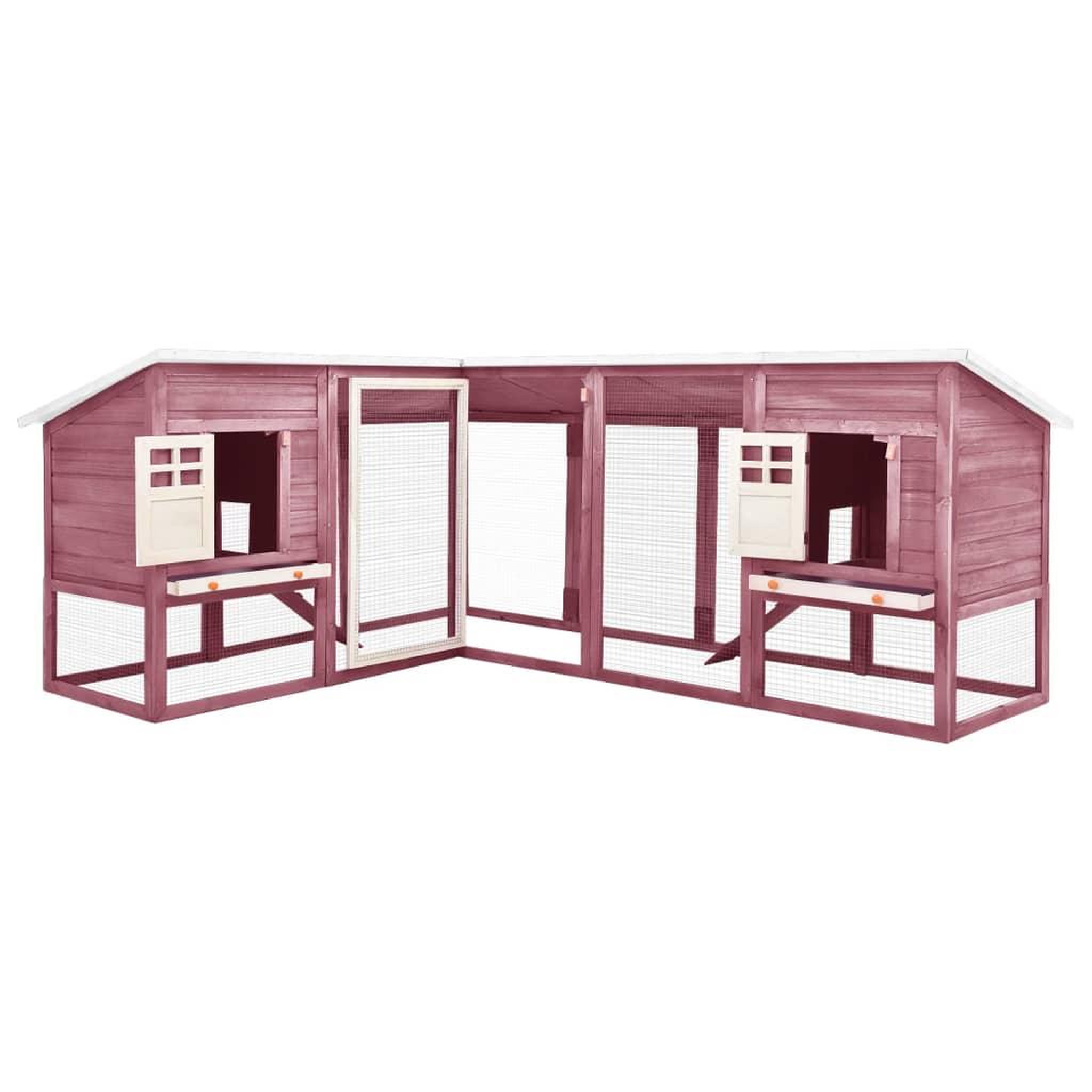 Voir la diapositive 1 : VIDAXL Clapier d'exterieur avec piste Moka et blanc Bois de sapin