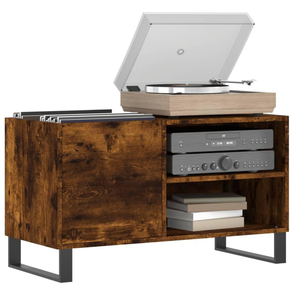 VIDAXL Armoire a disques chene fume 85x38x48 cm bois d'ingenierie