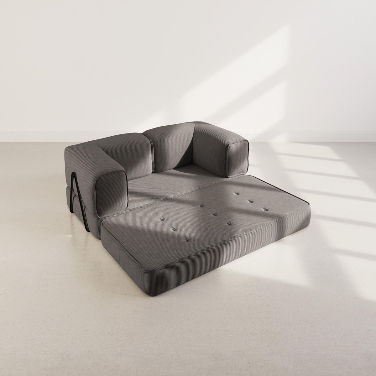 LISA DESIGN Poppy - canapé 3 places convertible en velours côtelé