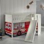 Voir la diapositive 5 : Paris Prix Lit Enfant Toboggan & Tente  Scott Fire Trucker  90x200cm Blanc