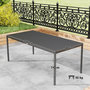 Voir la diapositive 3 : OUTSUNNY Table de jardin 8 personnes rectangulaire plateau effet lattes acier époxy anthracite