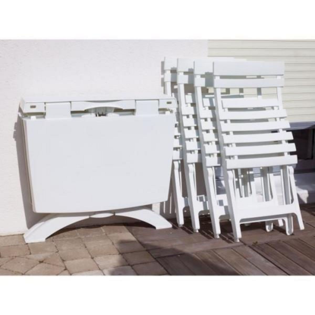 GRILL ME Chaise pliante Miami - GROSFILLEX - Blanc - Résistante aux intempéries et peu encombrante