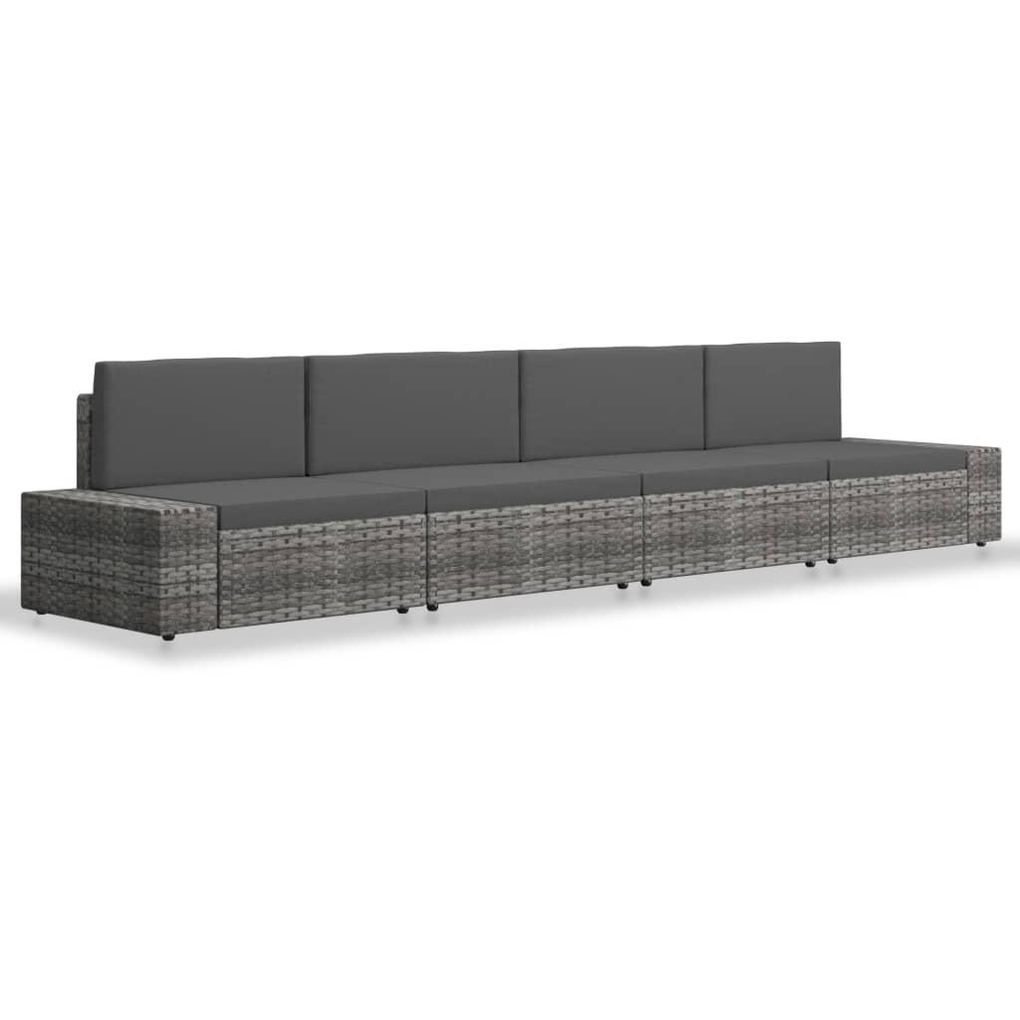 Voir la diapositive 2 : VIDAXL Salon de jardin 4 pcs Resine tressee Gris