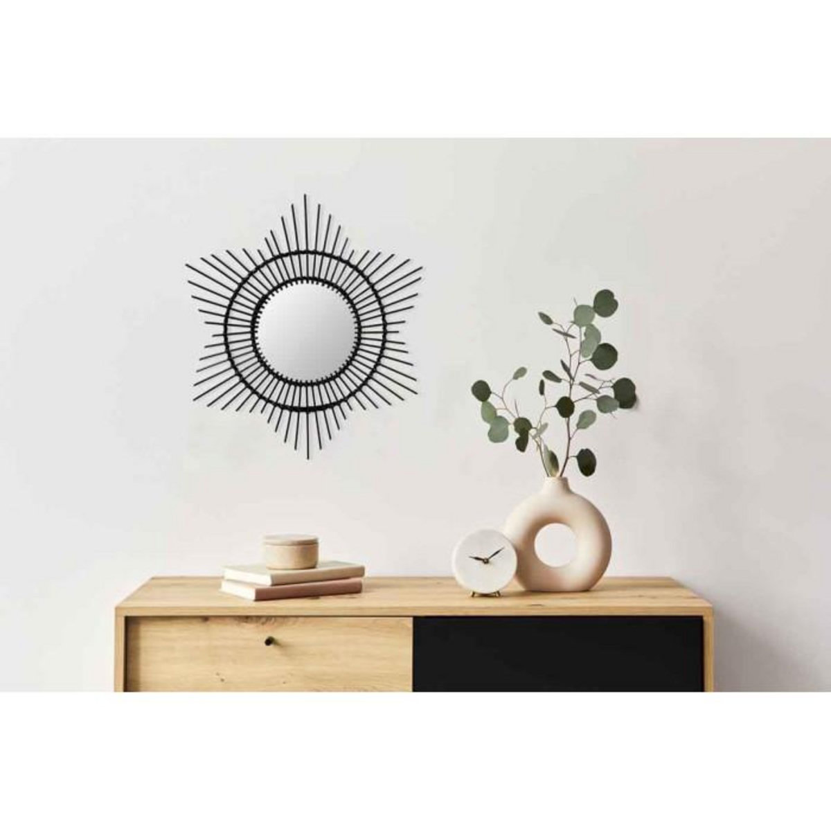 Paris Prix Miroir Mural Design en Rotin  Aina  52cm Noir
